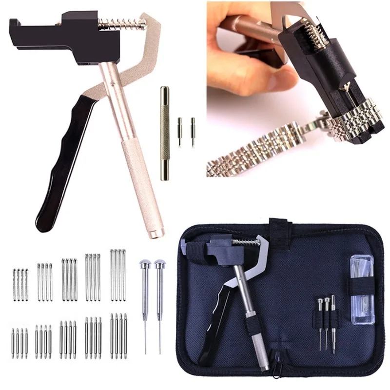 Conjunto de ferramentas de reparo de relógio, pulseira de desmontagem e substituição, ajustador de relógio portátil, alicate de desmontagem, armazenamento