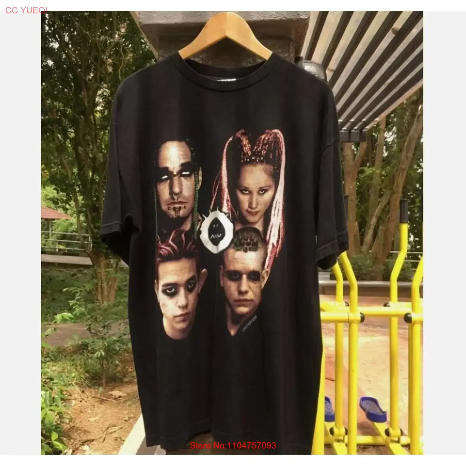Reprint Coal Chamber Europe Rock band Black T shirt vtg vintage Washed Slightly designer clothes Casual streetwear Stretched