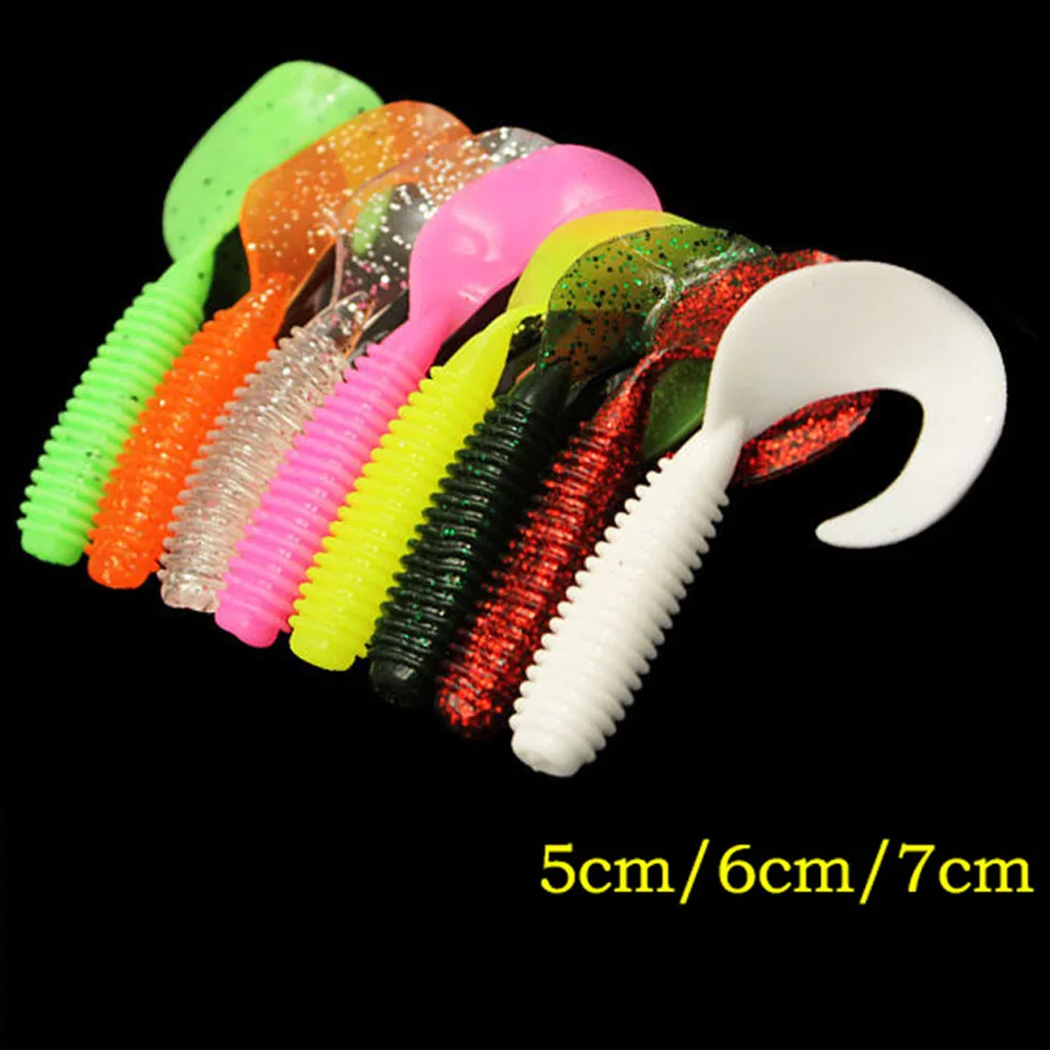 20pcs Jigging Soft Silicone Fishing Lures 5cm 6cm 7cm Shrimp Wobblers Grub Artificial Swimbaits Shad Worm Baits