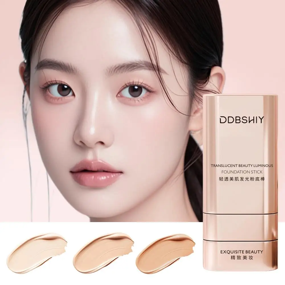 بودرة أساس نسائية غير قابلة للالتصاق، كونسيلر مرطب وشفاف خفيف مع فرشاة، يدوم طويلاً، تفتيح البشرة