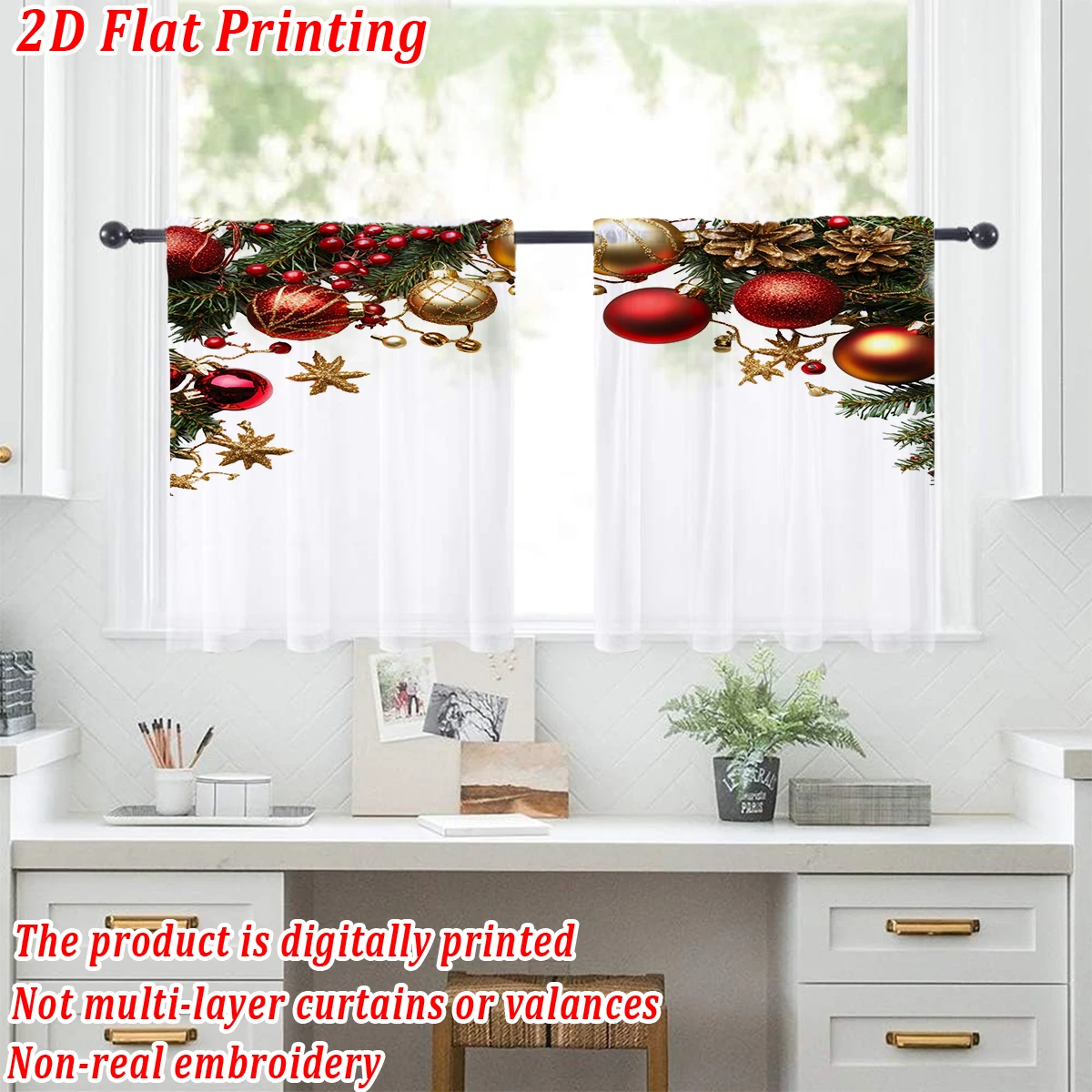 عيد الميلاد شقة الطباعة المطبخ شير الستار مع عيد ميلاد سعيد الكرة ستار بيري كوز الصنوبر لعيد الميلاد ديكور المنزل الطرف