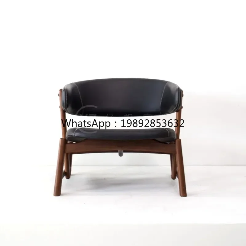 YZ  Designer Creative Solid Wood Leather Art Couch B &  Club Leisure Chair Conference
