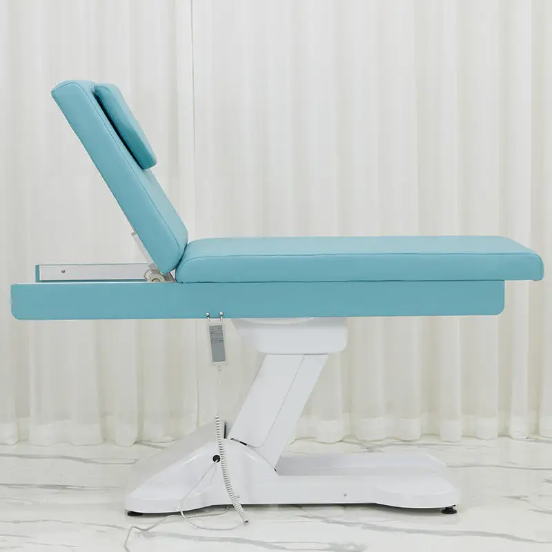 Peacock Blue Dual Motor Electric Massage Bed With Remote Control And Synthetic Leather For Salon Tattoo And Spa Therapy