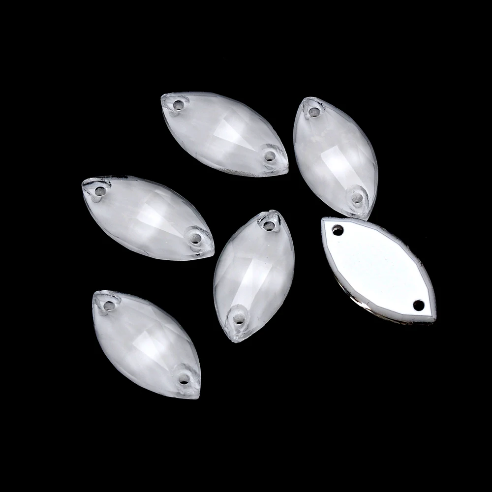 Elektrisch weißer Pubrilex-Aufnäh-Strassstein, abgeschrägtes Glas, zum Aufnähen, Kristall-Strass für Kleider, Schmuck, Bastelzubehör – Detail 4