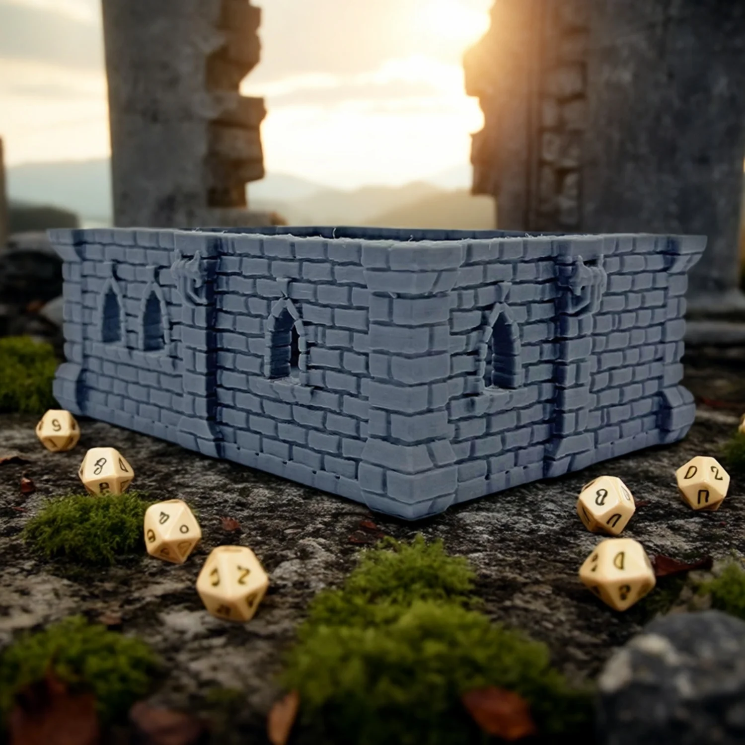 1 Stück 3D-Gedruckte Ruinen-Ziegel Stadt-Reste Gebäude für DND/RPG/Wargaming Gelände Schloss-Modell Haus-Zubehör