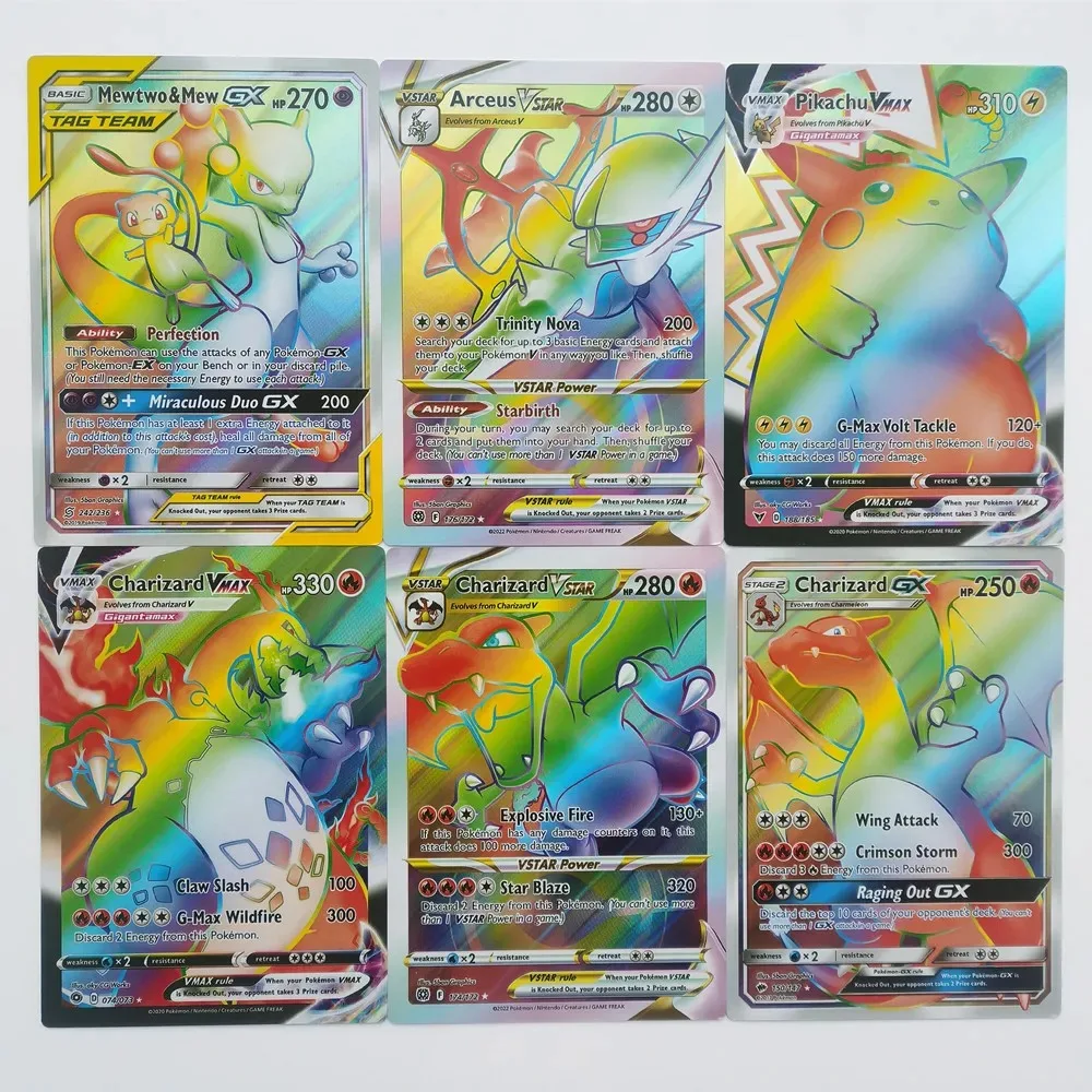 Oversized Pokemon 12Pcs Jumbo Letters Cards Vmax Vstar GX Arceus Pikachu Charizard Super Shiny Rare CardEssential for collectors