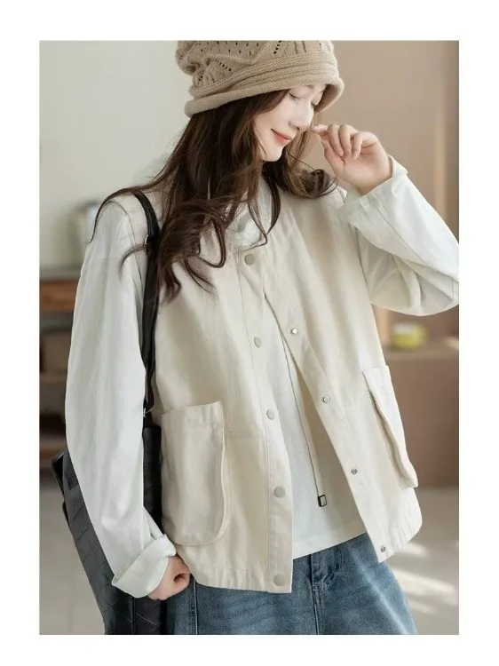 Women's Loose Fit V-Neck Sleeveless Vest Pure Color Casual Layering Top Open Cardigan Style Cotton  Color Single Button