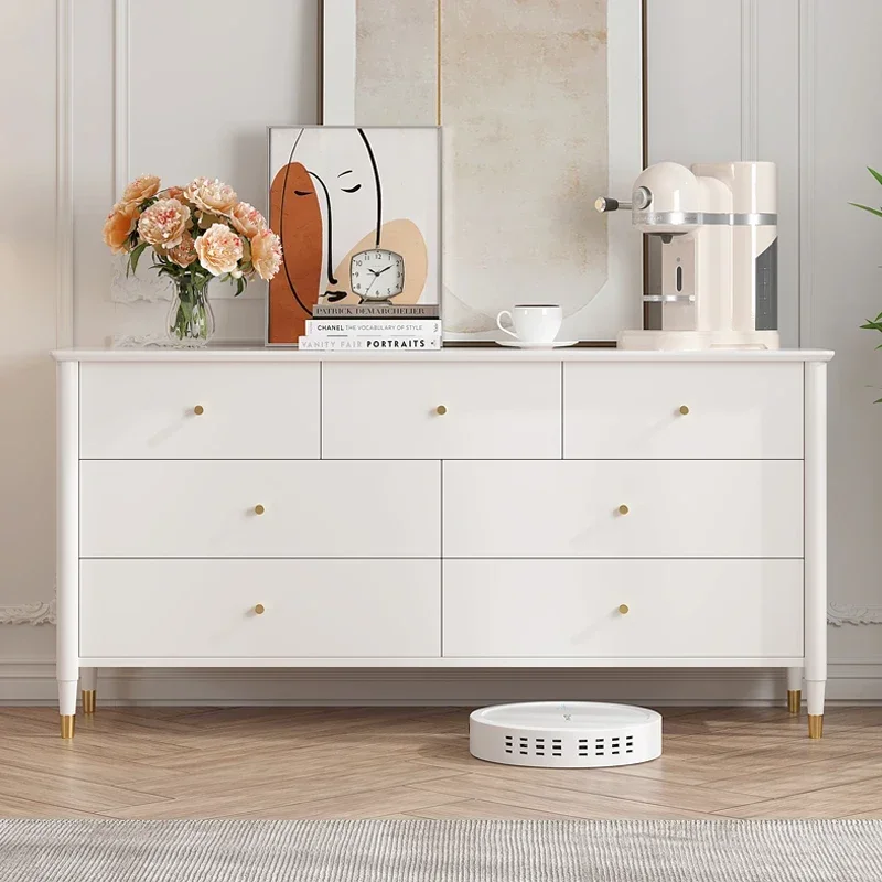 

Deluxe solid wood drawer cabinet Small apartment Living room Simple grey wood entrance cabinet Bedroom locker furniture