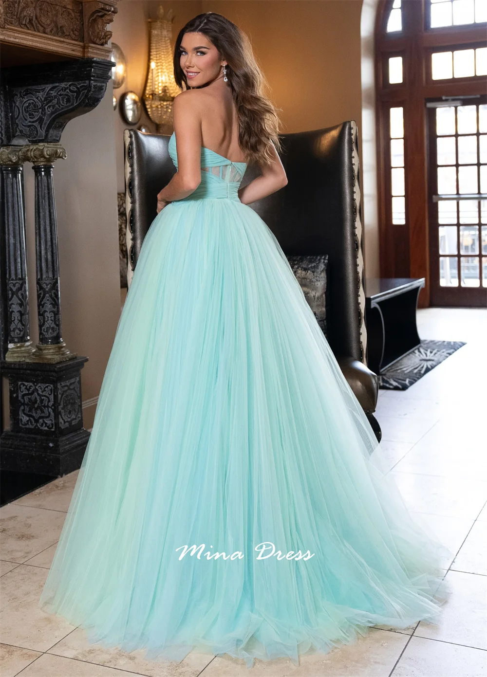 Mina Piglet Breast Women's Elegant Dresses for Special Occasions Sleeveless Transparent Customized Backless Strapless 2025 Party
