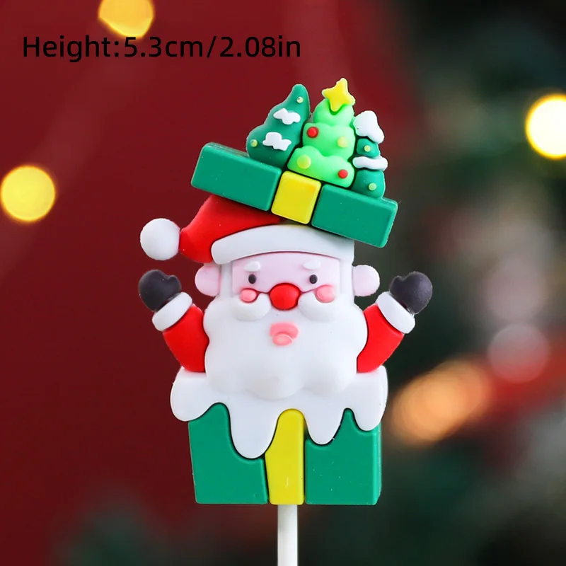 Weihnachtsbär-Kuchenaufsatz, roter Pullover, grünes Hemd mit Regenbogenbogen, Geschenkbox für Urlaub, Party, Kuchendekorationen, Puppenornament – Detail 14