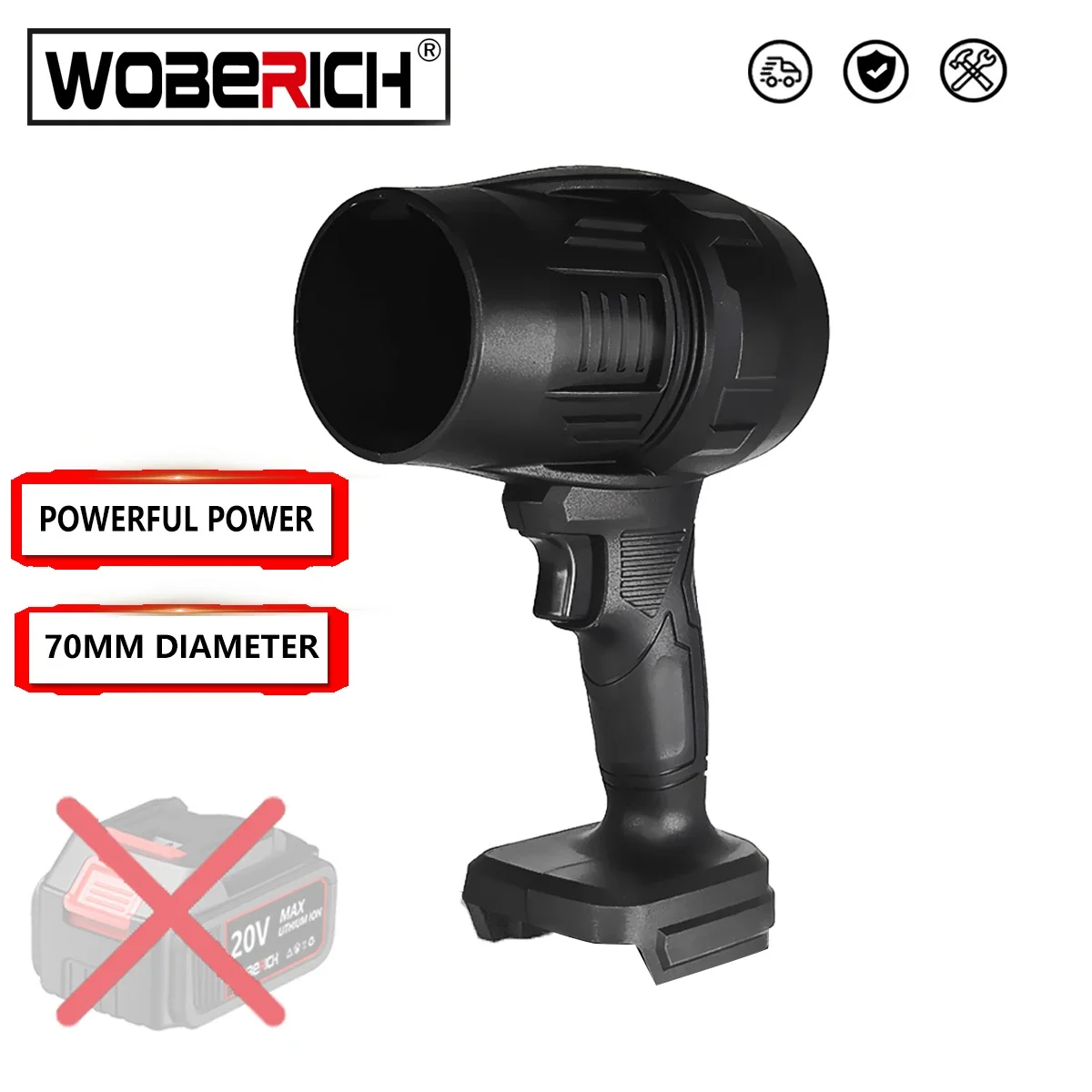 

WOBERICH Powerful Blower with High Speed Duct Fan Mini Turbo Jet Fan Turbo Violent Fan（No battery)For 18V Makita Battery