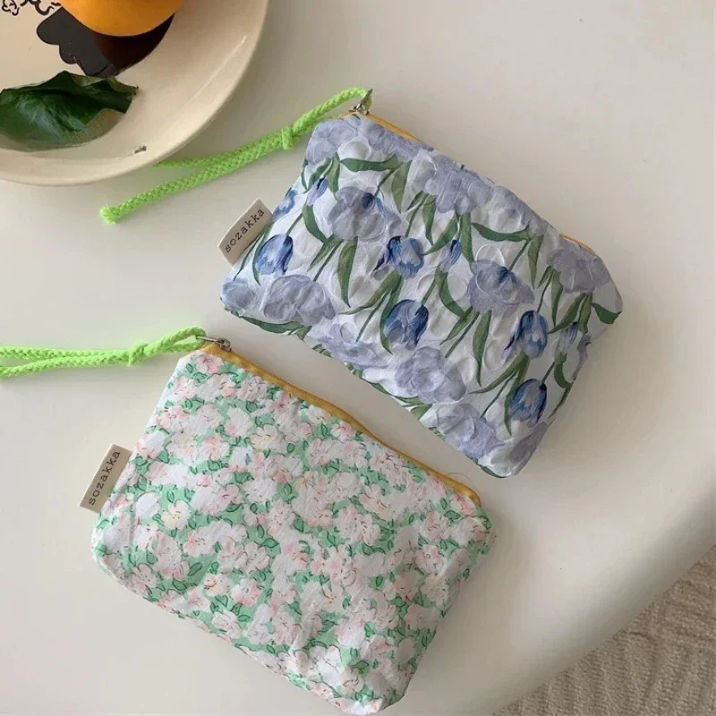 Daily Clutch Bag Makeup Bag Card Organizer Coin Purse Lipstick Key Storage Bag Fresh Floral Cosmetic Bags Mini Purse Coin Pouch