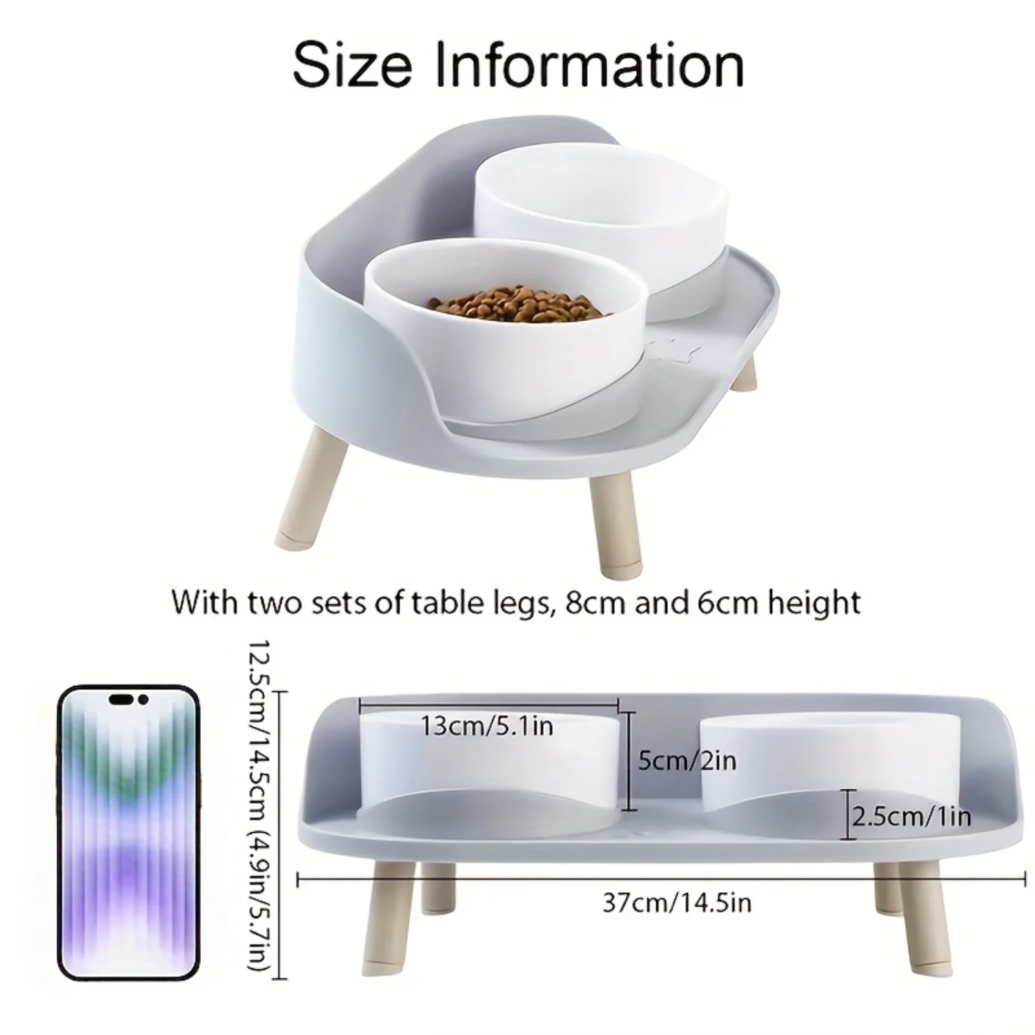 Elevated Pet Table Double Feeding Bowl for Cats and Dogs - Non-Slip, Neck Protection, Water and Food Feeder - Pet Supplies Cats