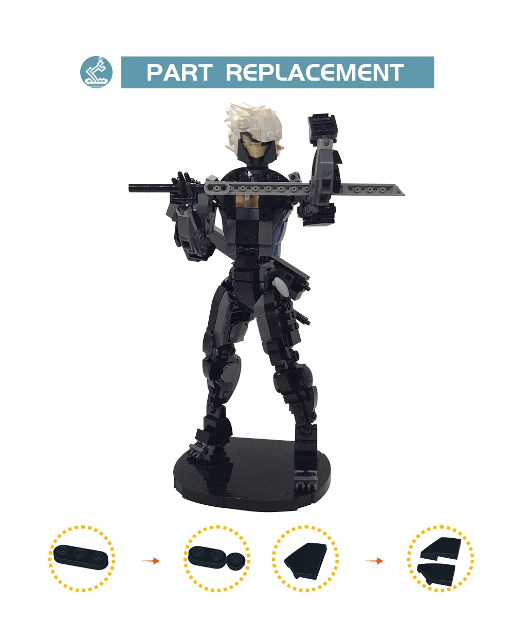 Metal Gear Raiden Action Figure Building Block Model Kit MOC Cyborg Ninja Mehca Robot Warrior Bricks Toy Kid Birthdays Gift