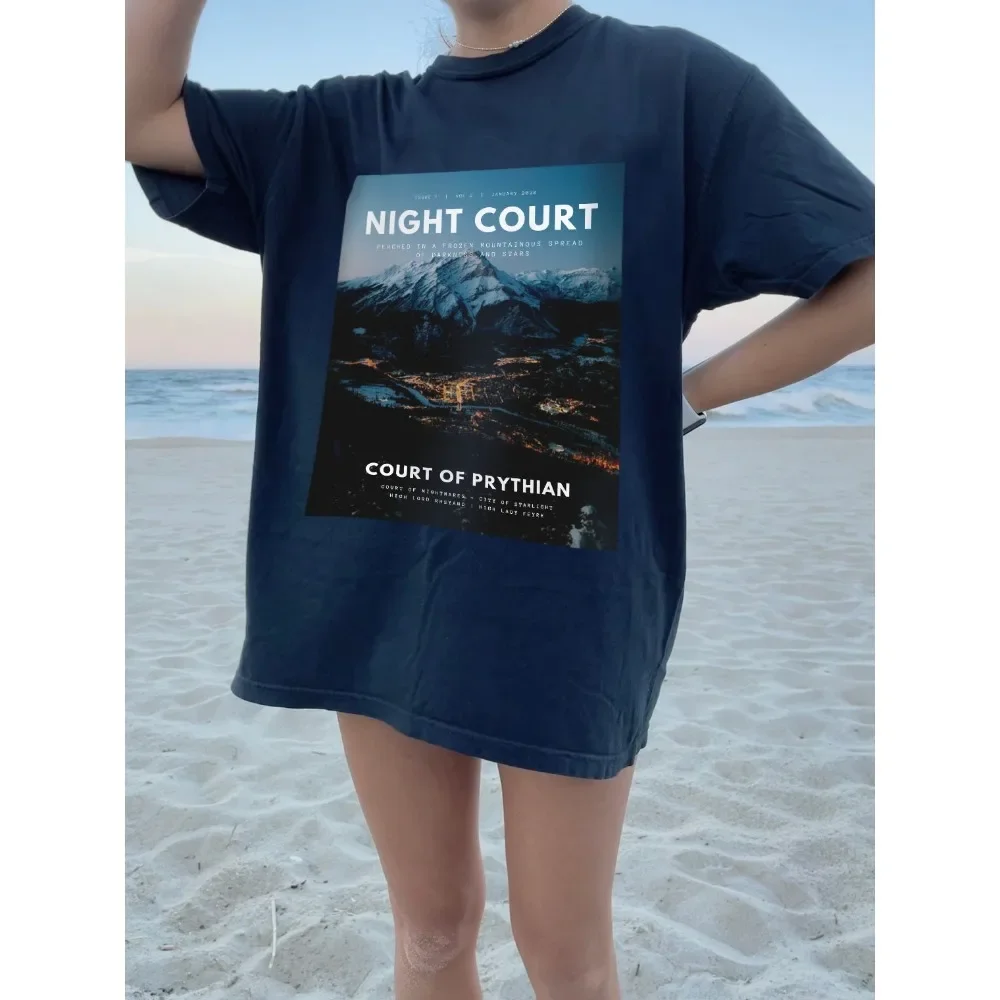 

Night Court Velaris Magazine Shirt A Court T-shirt ACOTAR Shirt Harajuku Printed Loose Tops Tee Shirt Cotton Summer Clothes