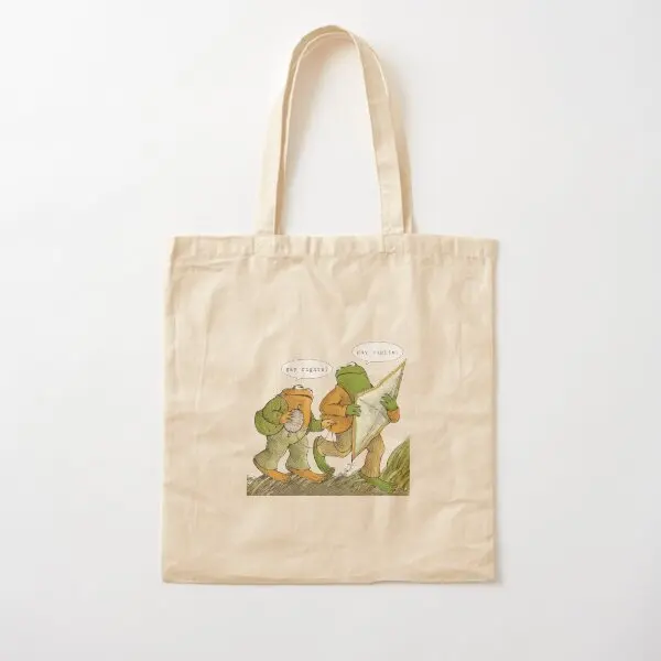 Frog Toad Rights Cotton  Canvas Bag Printed Casual Foldable Travel Reusable Grocery Shopper Shoulder Bag Handbag Fashion