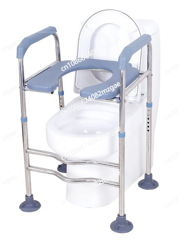 Stainless Steel Foldable Handrails Toilet Booster Rack Adjustable Height Folding Chair Armrest Non-slip Rack  Shower Seat