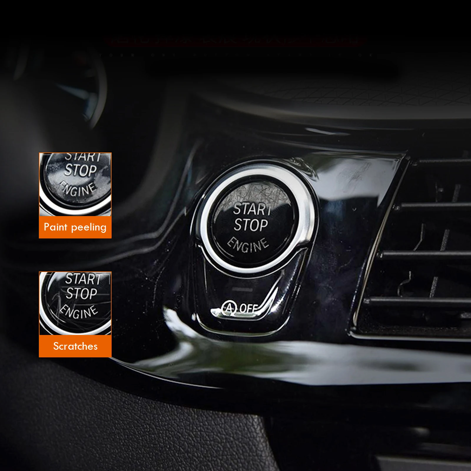 2 stücke schwarz ein start knopf aufkleber für bmw f10 für bmw 5 6 7 series f01 f02 f07 f10 f11 f18 f30 2009 2017 2006-2014