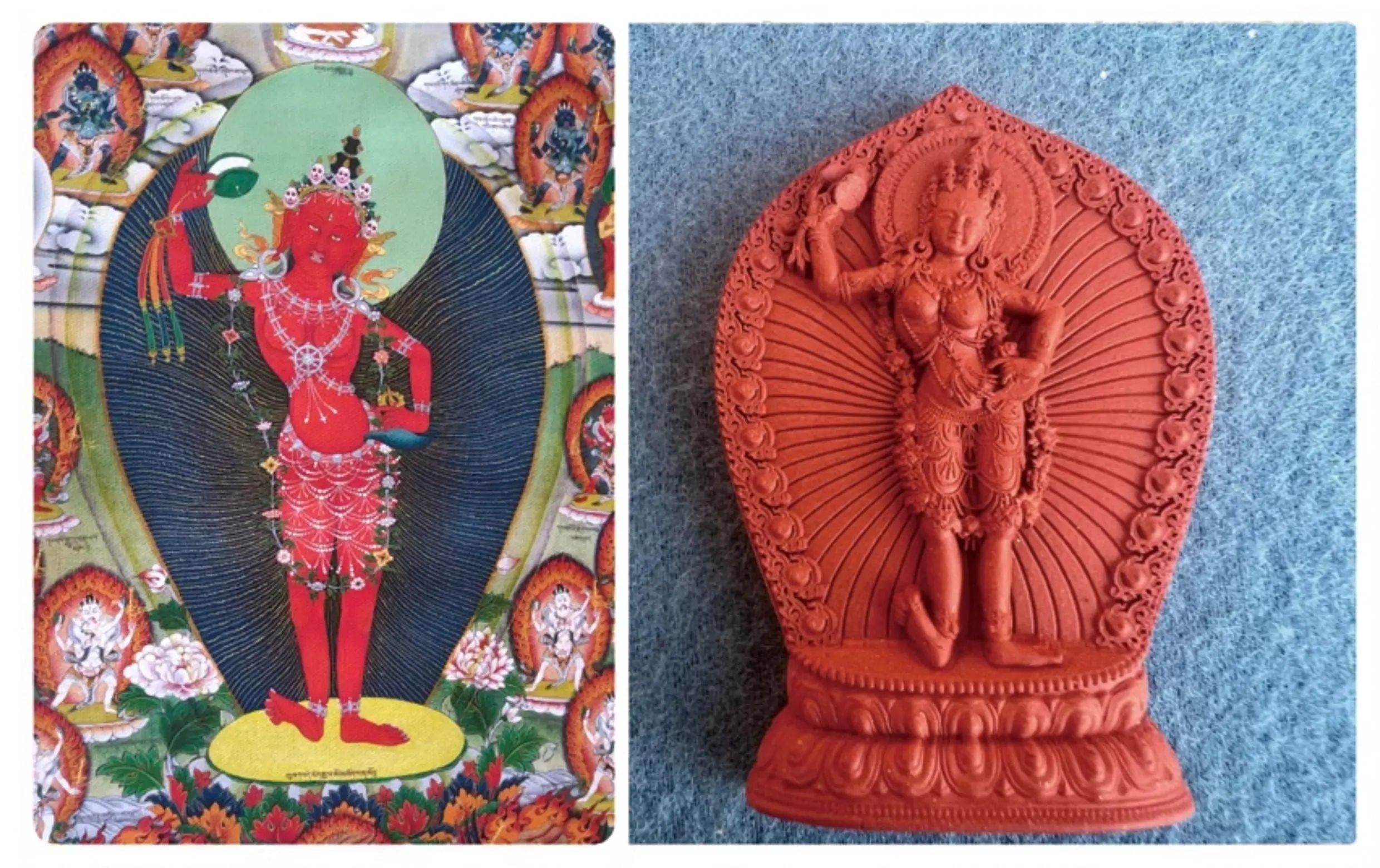 Offering Dakini of Mahasukha buddha Buddhism handmade clay sat-chaya Holy tsha-tsha Buddhist temple altar lama monk worship