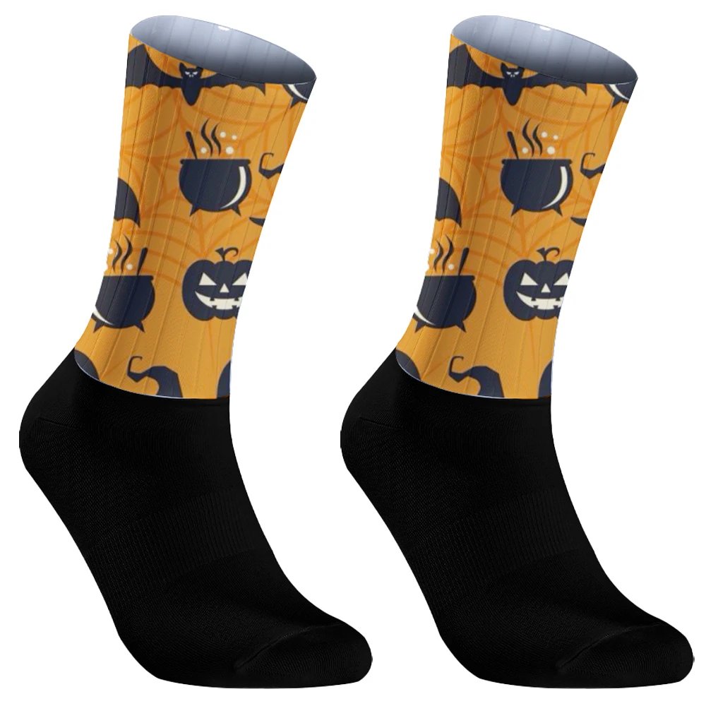 Chaussettes de cyclisme coordonnantes en silicone sans couture, Pro Team Aero, Chaussettes de course, Chaussettes de sport, Chaussettes de vélo de route, Halloween, Nouveau