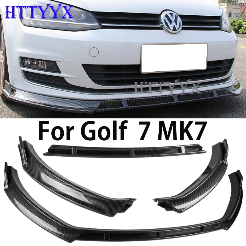 3PCS Gloss Black Front Bumper Splitter Lip Diffuser Body Kit Spoiler Guard Retrofit For Golf 7 MK7 STANDAR TSI TDI 2012-2017