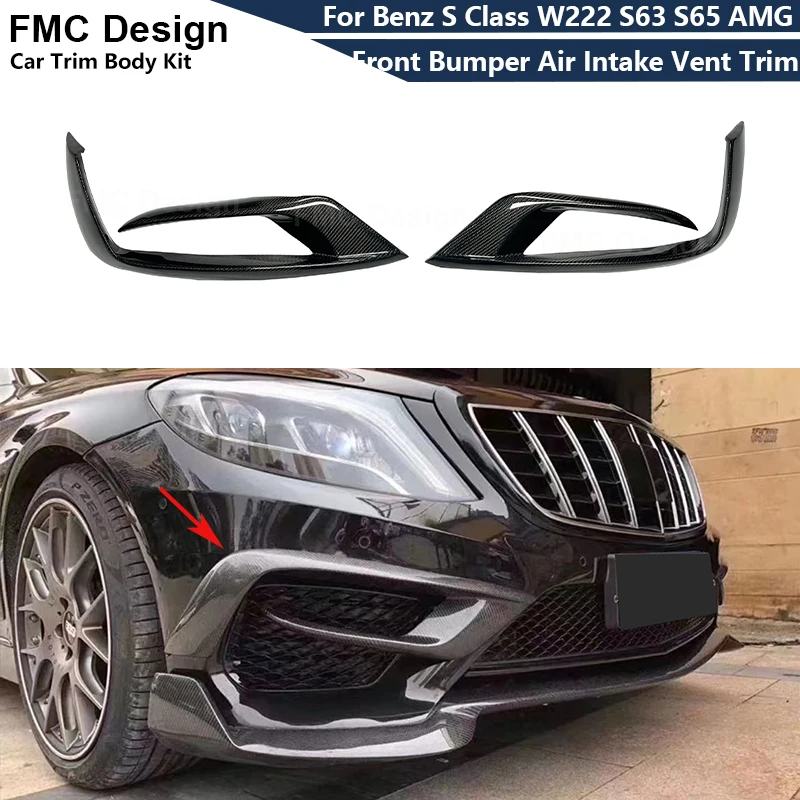 Carbon Fiber Car Front Bumper Air Intake Vent Trims Parts For Mercedes Benz S Class W222 S63 S65 AMG Upgrade Body kit