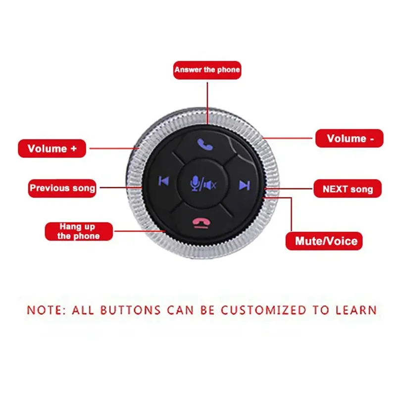 ABJF-자동차 스티어링 휠 원격 제어 버튼 자동차 라디오 DVD 안드로이드 GPS 멀티미디어 액세서리에 대 한 백라이트와 7 키 무선