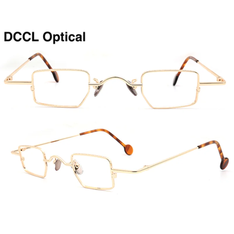 DCCL Fashion Polygon Retro Mini Frame Glasses Personality Metal Optical Prescription Eyeglasses Men Vintage Small Myopia Eyewear