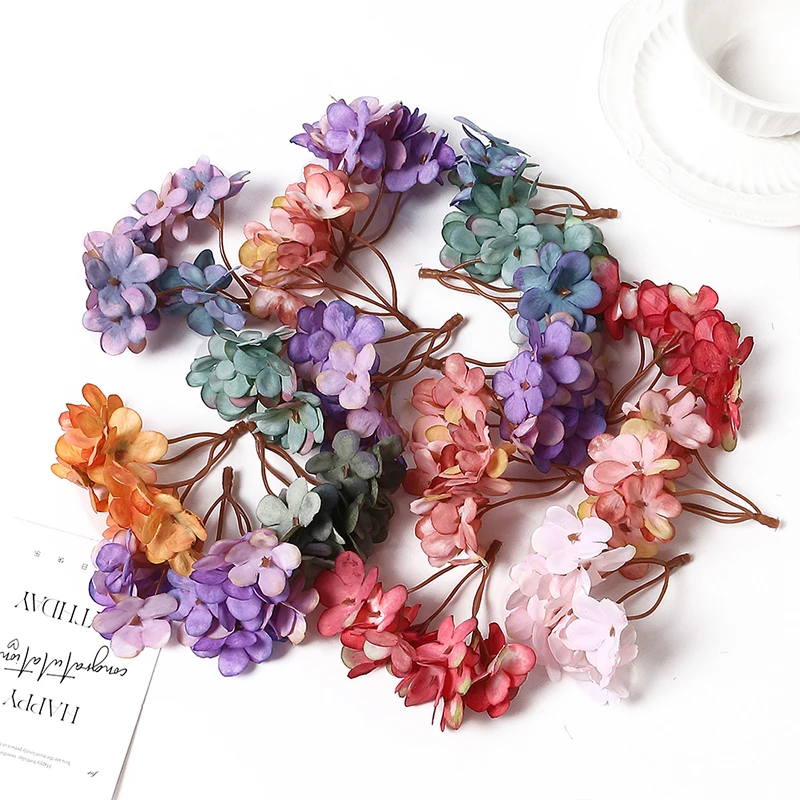 10/20Pcs Mini Artificial Flowers Accessories for Home Decor Wedding Decoration Fake Flowers Leaf DIY Craft Garland Accessories