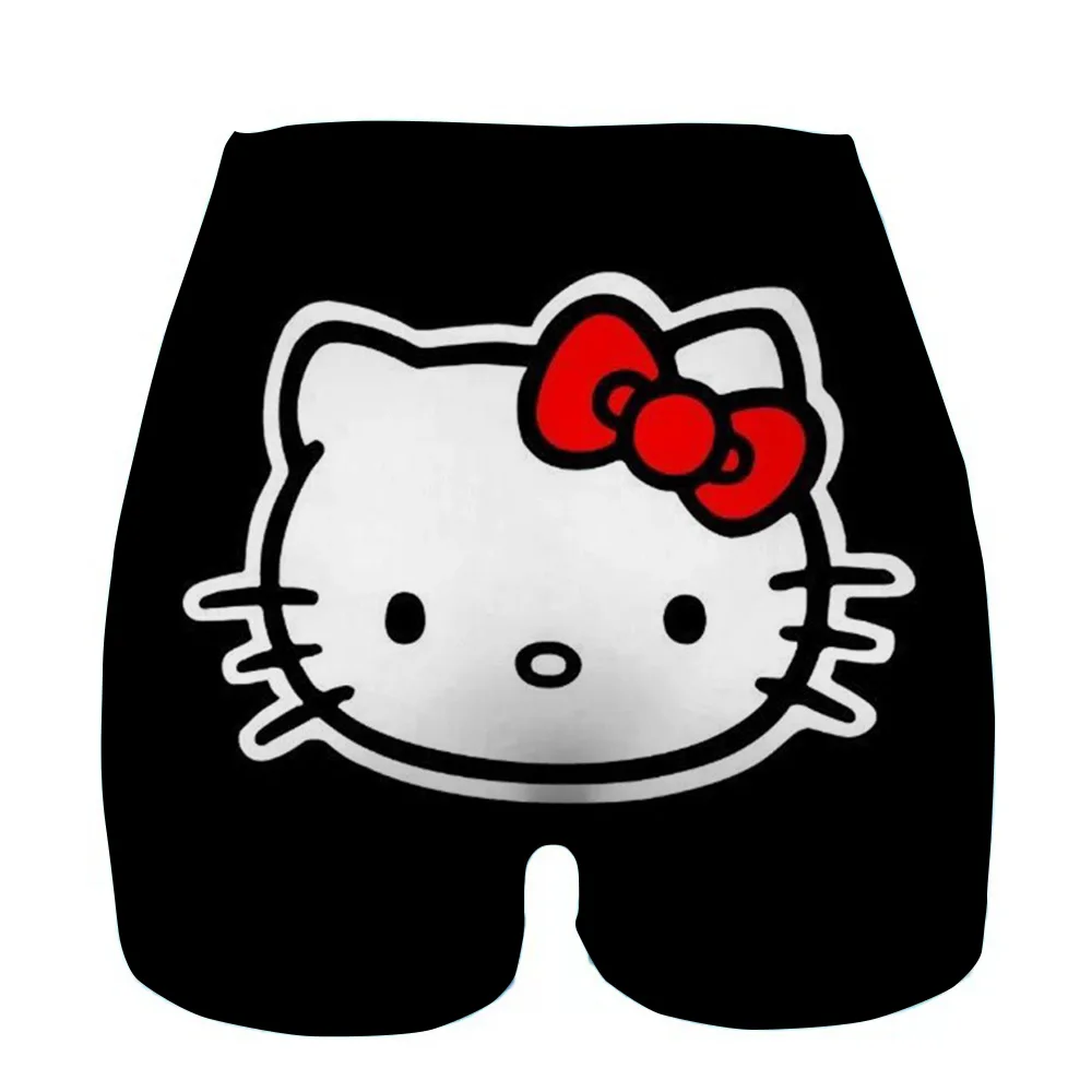 مرحبا كيتي طباعة اللياقة البدنية السراويل الإناث ضيق ركوب الدراجات اليوغا تنفس السراويل الرياضية عالية الخصر #2