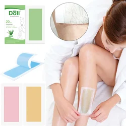 Papier dépilatoire non tissé double face pour l'épilation professionnelle, bandes d'avertissement pour l'épilation d'été, les jambes, le corps, le visage, 20 pièces