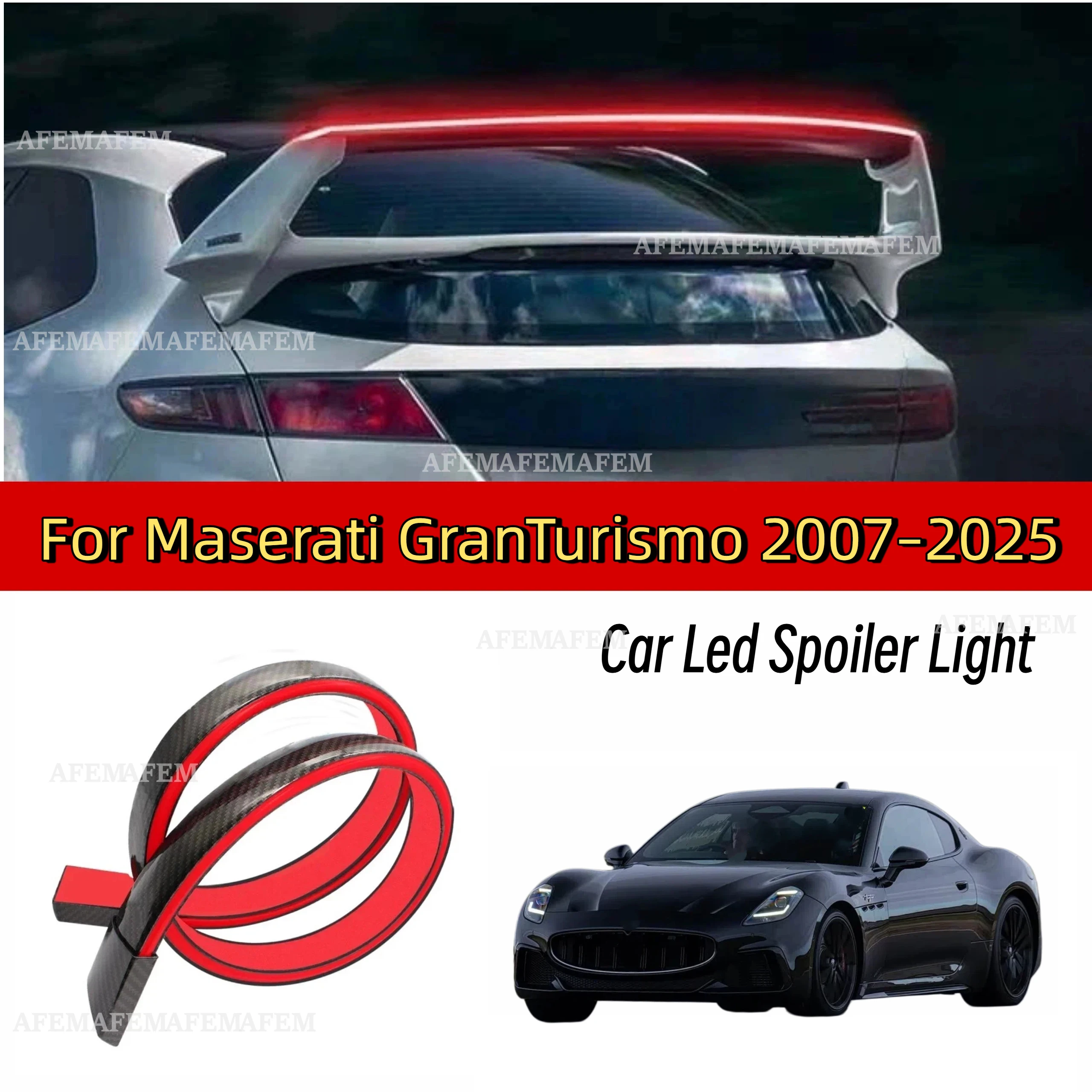 

LED Rear Spoiler For Maserati GranTurismo07-25 Car Trunk Lip Kit Racing Roof Wing withAuto Turn Signal Tail Light Warning Lamp