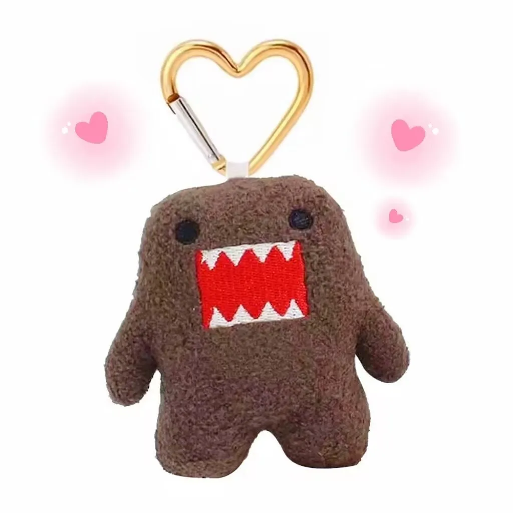 

Cute Domo Kun Mascot Heart Clip Plush Keychain Keyring Women Bag Keyholder Pendant Kids Toys Dolls Gifts 9cm