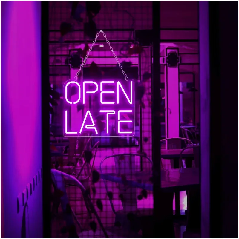 Open Late Neon Led Light Fast Food Kitchen Decor Custom  Neon Sign Restaurant Bar Store Night Light for Wall Room Decoration