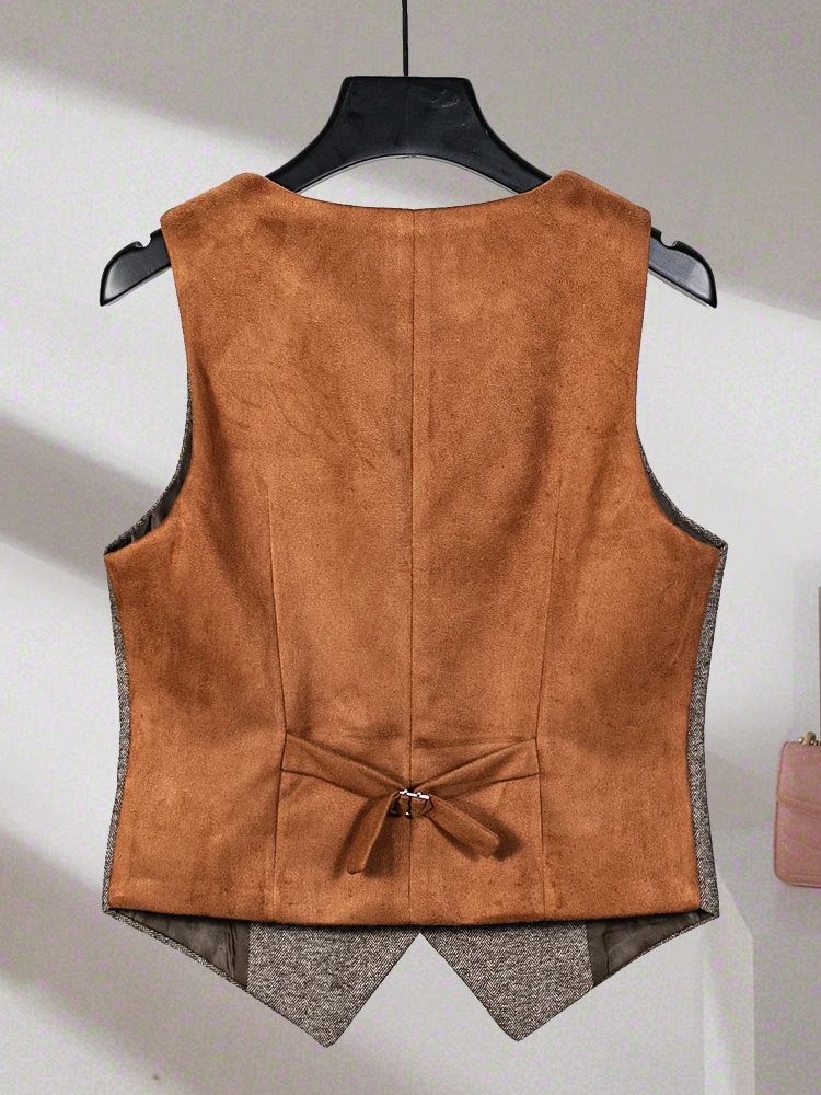 

Ретро Briti Faion Commute Color Blo с одной пуговицей V-Ne Svel Женская модная верхняя одежда Slim Fit Жилет