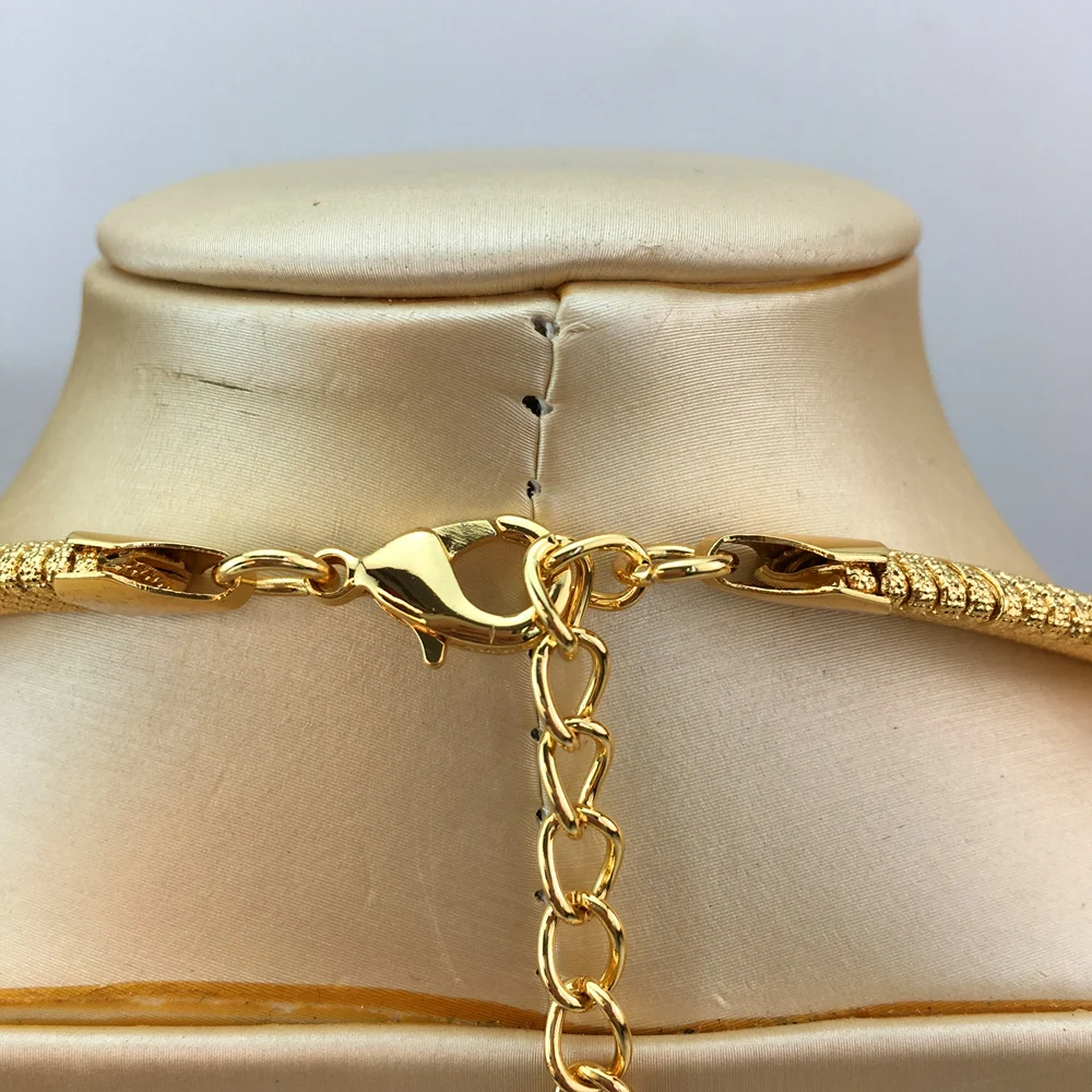 Hot Selling Italian Gold Plated Jewelry Women\'s Wedding Party Banquet Big Pendant Light Weight Bold Jewelry Sets FHK18180