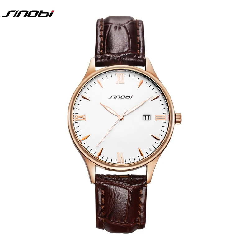 SINOBI Fashion light Slim Quartz Watches Women Top Brand Casual Clock Ladies Wrist Watch with Leather Strap Relogio Feminino New