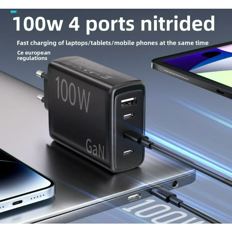 

100W Multi Port USB Gallium Nitride Fast Charger C-Type Fast Charging Phone Charger Suitable for iPhone 15 Samsung Xiaomi Huawei