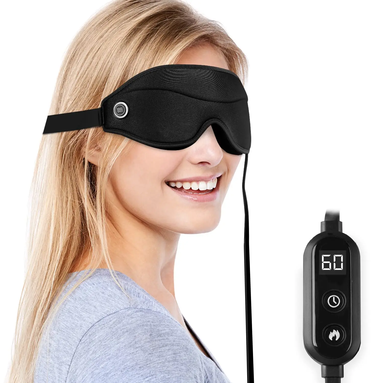 

3 in 1 3D Hot Compress Eye Massager Heated Massage Eye Mask for Sleep, Dry Eyes, Tired Eyes 3 Vibration Mode, Timer Control