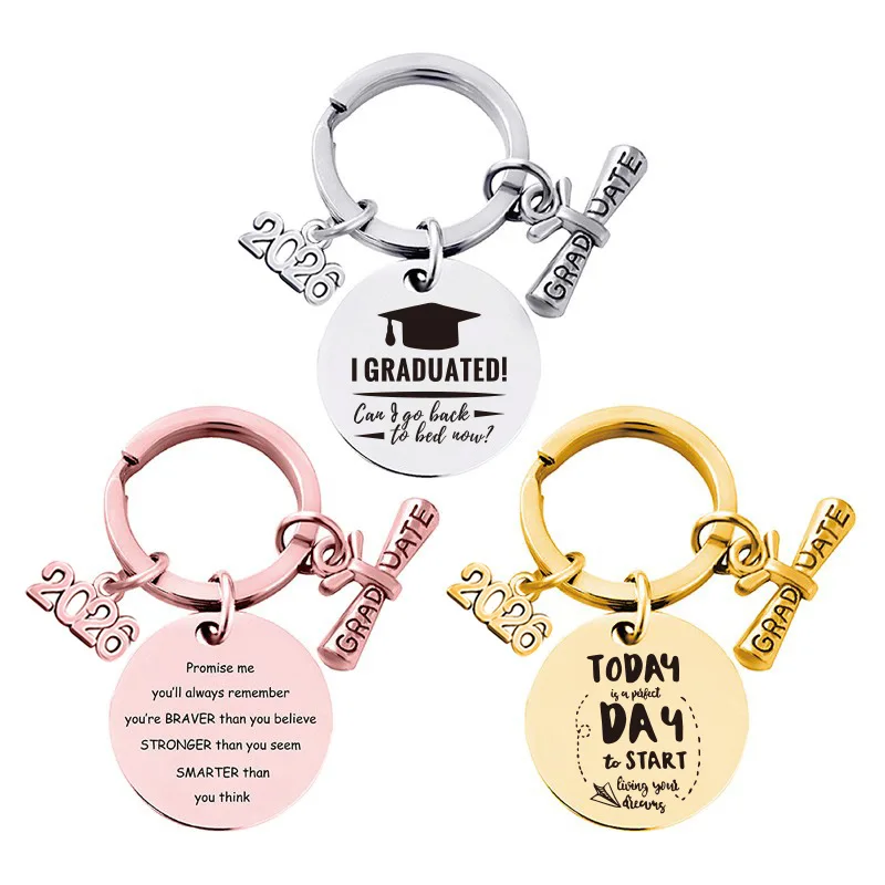 Stainless Steel Keychain Custom Commemorative DIY Jewelry Gift For Classmate Friends Teacher keyring Wholesale