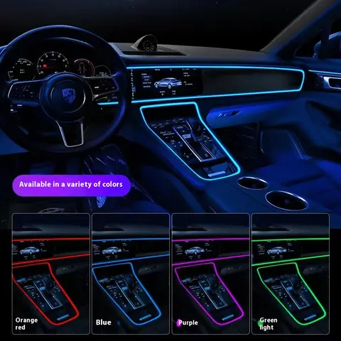 자동차 주변 조명, 인테리어 LED 스트립, USB 분위기 차가운 빛, 자동차 액세서리 수정, 와이어링 필요 없음
