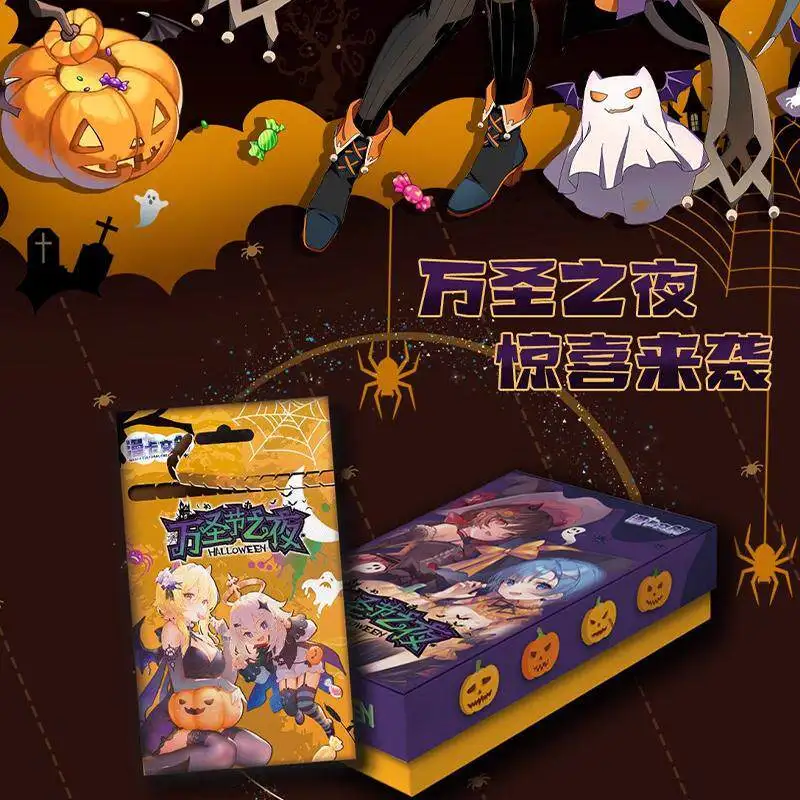 

Halloween Night Anime Girl Trading Cards Holographic Gold Foil Shiny Collectible Blind Box Hobby Gift Anime Hobbyists