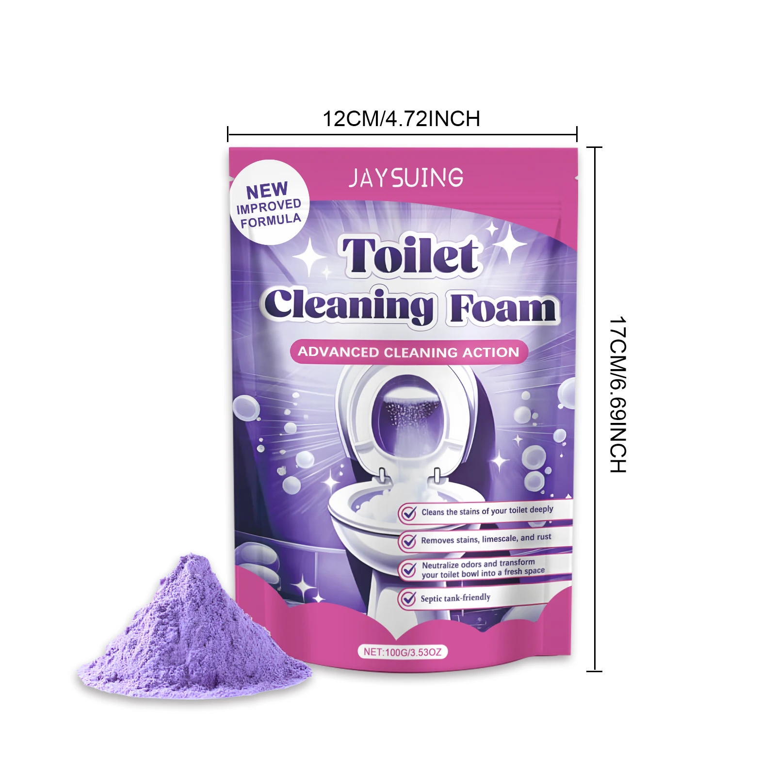 Toiletpotreiniger Zelfactiverende wonderen Poederschuim Diep ontkalkende vlekverwijderaar Toiletpoeder voor het reinigen van toiletpotten
