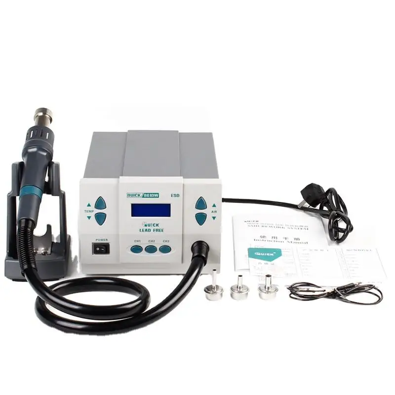 Original QUICK 861DW Soldering Station Lead-Free 1000W Hot Air Gun Soldering Rework Station For PCB Repair