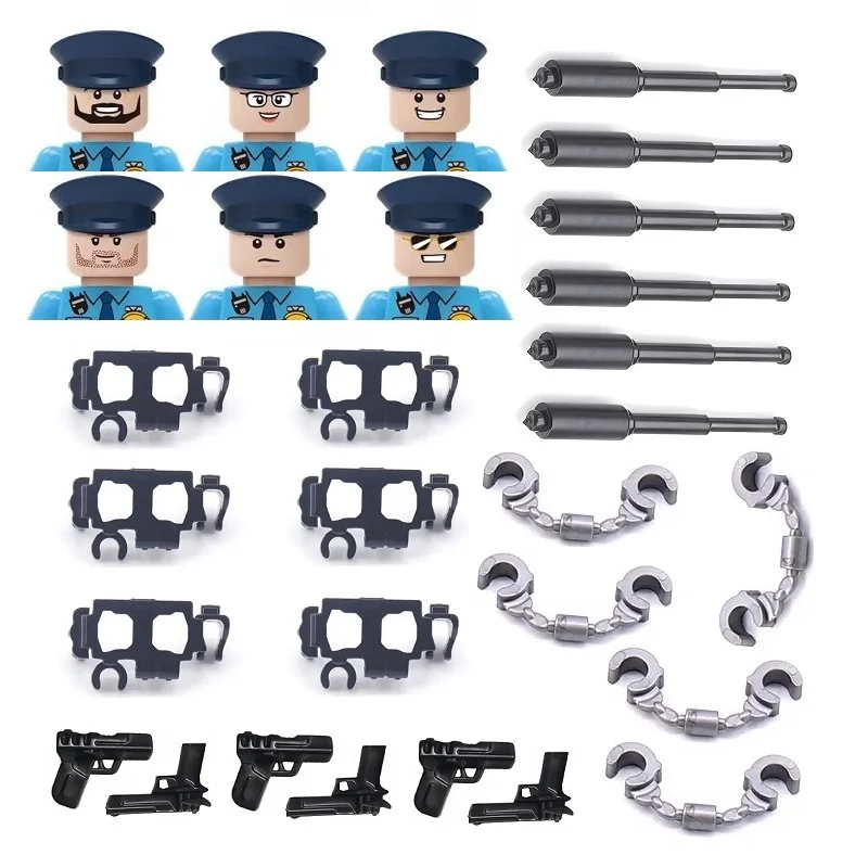 6PCS/SET US City Police Handcuffs Pistol Military MOC Building Blocks ...