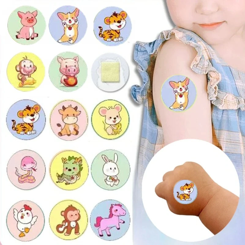 120pcs/set Round Plaster Cartoon Band Aid Skin Vaccine Injection Wound Patch for Baby Kids  Adhesive Bandages Patches