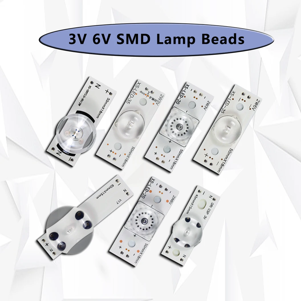 Universal SMD Lâmpada LED Beads com filtro de lente óptica, Backlight Strip, Reparação de TV, Manutenção simples, 3V, 6V, 21-120 \