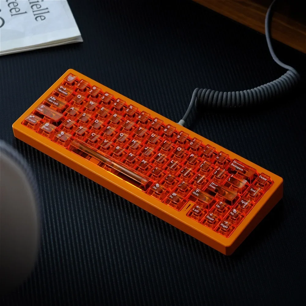 Orange/pink through, keycap 114 keys, cherry, highly sublimated PC material, suitable for mechanical gaming keyboards