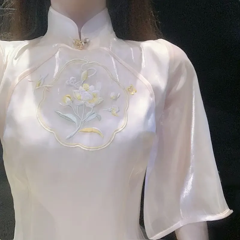 

Женское платье Cheongsam с цветочным принтом в китайском стиле, 2021, элегантное улучшенное вечернее платье Ципао, женское винтажное платье, халат Femme Vestidos