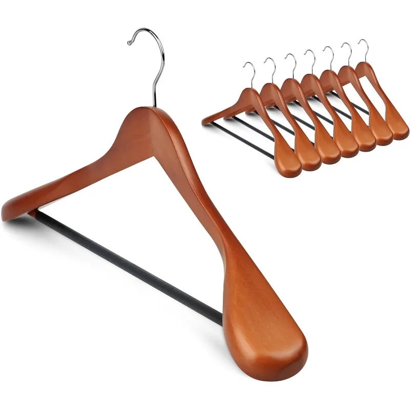 

Coat Hanger 8-Pack, Wood Hangers Trouser Hangers Extra Wide Shoulder Wooden Hangers